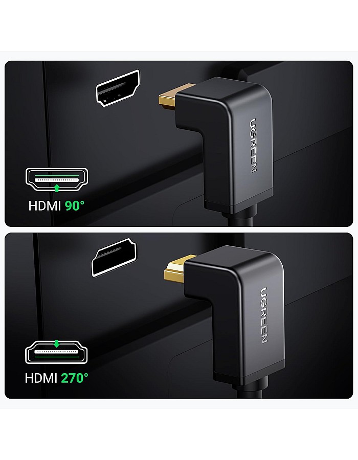 يوجرين كابل HDMI بزاوية قائمة 90 درجة بطول 2 متر - HD103 - اسود