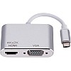 محول USB نوع سي إلى HDMI وVGA متوافق مع ثاندربولت 3 4K ماك بوك برو - كروم بيكسل - ديل XPS 13 - يوجا 910 وايباد 2018 وماك اير من يوزسيل