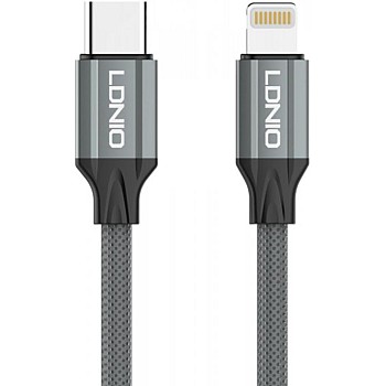 كابل USB-C الى لايتنينج LC441I من لدنيو بطول 1 متر، 30 واط بي دي للشحن السريع ونقل البيانات، سلك متين مع حماية من الحرارة الزائدة لايفون وايباد - 