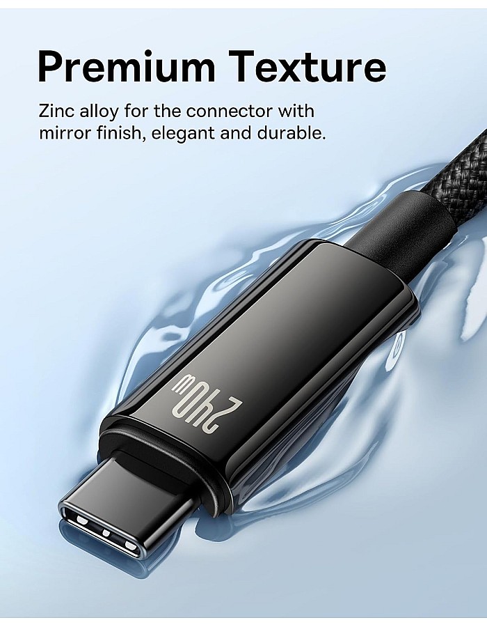 Baseus Tungsten Gold Fast Charging Data Cable Type-C To Type-C 2(40W - 1m) - Black