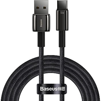 كابل تنجستين USB الى النوع سي طول 2 متر بقوة 66 وات لنقل البيانات والشحن السريع من باسيوس، لون ذهبي، لالهواتف المحمولة