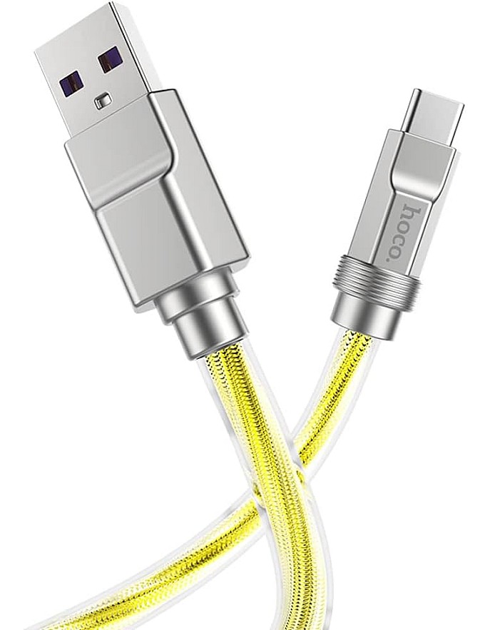 كابل شحن ونقل بيانات سريع من السيليكون بموصل USB نوع ايه إلى سي بقوة 100 واط وسعة 6 أمبير متوافق مع أجهزة سامسونج وهواوي وشاومي وأوبو هوكو لون