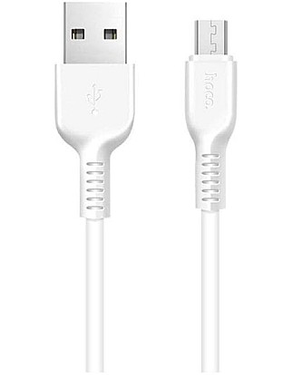 كابل شحن ميكرو USB وبيانات مزامنة لهواوي سامسونج الخ. كابل فلاش 1 متر 2 امبير من هوكو X20 - ابيض