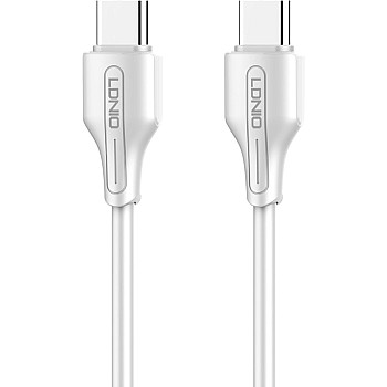 كابل USB-C إلى USB-C بطول 2 متر مع شحن سريع 65 واط ودعم نقل البيانات، سلك شاحن متين آمن للموبايلات وأجهزة التابلت وأجهزة اللاب توب من لدنيو - لون 