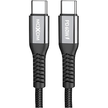 MOXOM MX-CB265 PD Type-C to Type-C Charging Data Cable With Efficient Transfer And Smart Design For Multi Device 1.2 Meter Length 60W - Black
