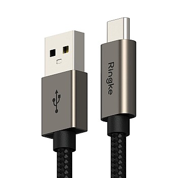 كابل أساسي USB نوع A الى USB نوع C للشحن السريع ونقل البيانات خالي من التشابك من النوع A الى نوع C بقوة 60 وات لسلسلة آيفون 15 و16 وجالاكسي وبيكسل و