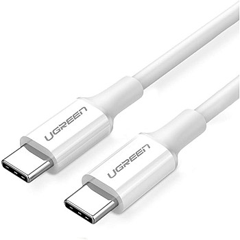 كابل بيانات 5 أمبير USB نوع -C 2.0 إلى نوع C، ذكر إلى ذكر 5 أمبير (1 م) - أبيض من يوجرين