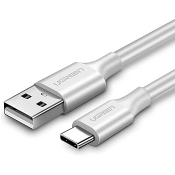 محول كابل USB نوع ايه 2.0 الى سي من يوجرين بطول 2 متر لون ابيض تلفزيون مشغل الموسيقى سماعة حاسوب محمول باور بنك مكبر صوت جهاز العرض هاتف ذكي مح