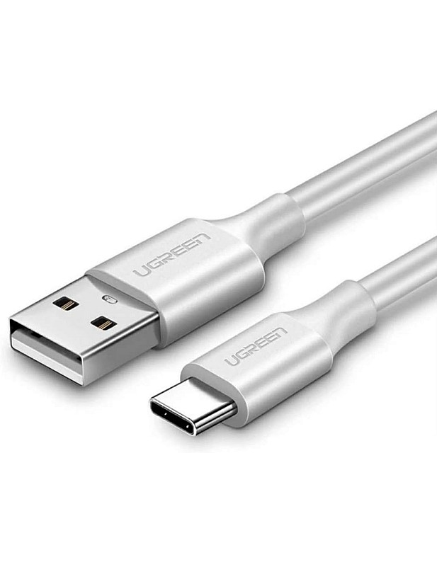 محول كابل USB نوع ايه 2.0 الى سي من يوجرين بطول 2 متر لون ابيض تلفزيون مشغل الموسيقى سماعة حاسوب محمول باور بنك مكبر صوت جهاز العرض هاتف ذكي مح