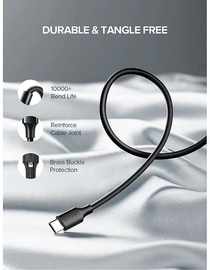 محول كابل USB نوع ايه 2.0 الى سي من يوجرين بطول 2 متر لون ابيض تلفزيون مشغل الموسيقى سماعة حاسوب محمول باور بنك مكبر صوت جهاز العرض هاتف ذكي مح