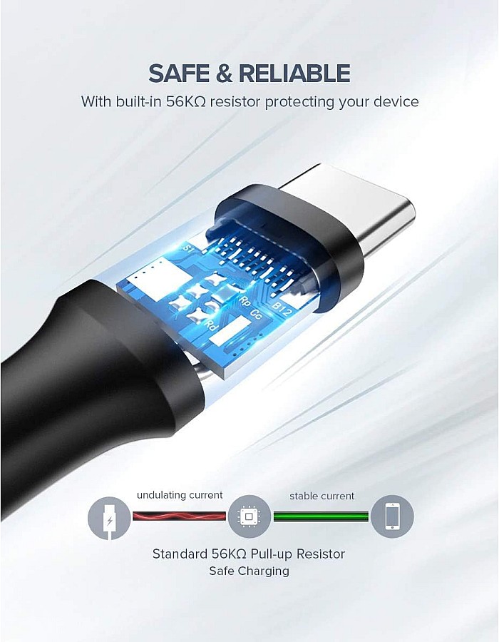 محول كابل USB نوع ايه 2.0 الى سي من يوجرين بطول 2 متر لون ابيض تلفزيون مشغل الموسيقى سماعة حاسوب محمول باور بنك مكبر صوت جهاز العرض هاتف ذكي مح