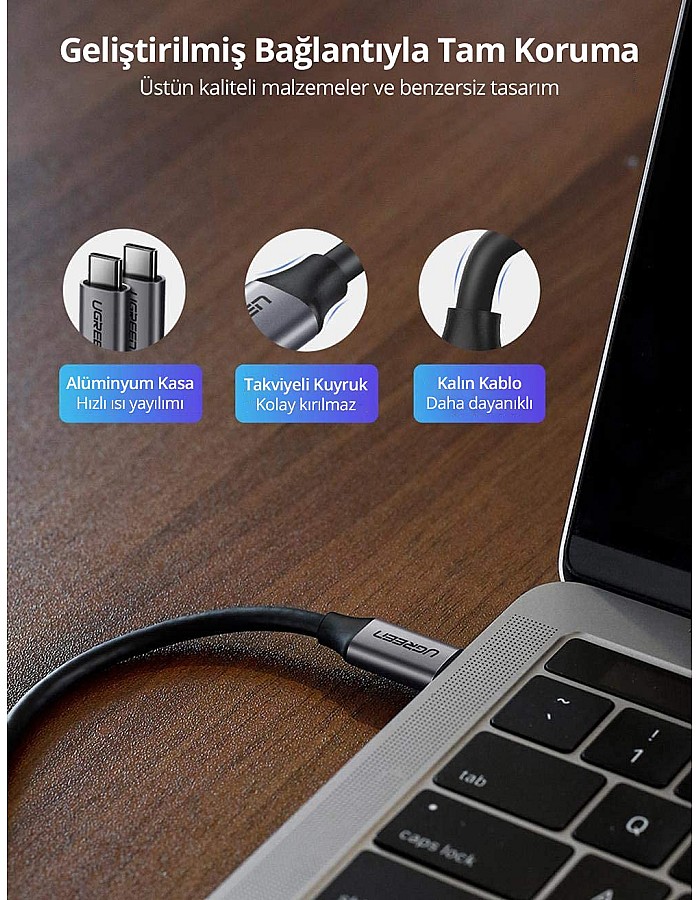 كابل بيانات USB 3.1 C‏ الى 1.5 متر من يوجرين لهواتف خلوية