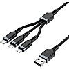 كابل بلاتينيوم USB-A إلى نوع C/مايكرو/لايتنينج 3 في 1 للشحن السريع بقوة 3.1 امبير بتصميم مضفر بالنايلون المتين بطول 1.2 متر من دبليو اي دبليو يو،