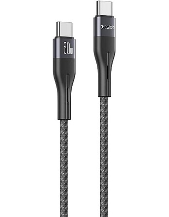 كابل شحن ونقل بيانات من USB-C إلى USB-C بقدرة 60W موديل CA156 من يسيدو بطول 1 متر، لون أسود