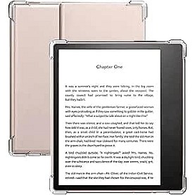 حافظة فكرة لجهاز Kindle Oasis الجديد كليًا مقاس 7 انش الجيل العاشر اصدار 2019 والجيل التاسع 2017 غطاء زوايا معززة كيندل اويسيس ظهر شفاف جلد