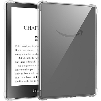 Crystal Clear Case Cover for All-New Kindle Paperwhite (11th Generation-2021, 6.8 inch) and Kindle Paperwhite Signature Edition, Shockproof Thin Silicone Case with Reinforced Corners (Transparent)