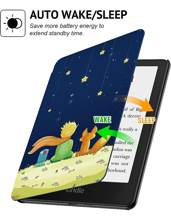 Premium Pu leather Case for Kindle Paperwhite 11th Generation and Kindle Paperwhite Signature Edition (6.8 inch, 2021 Release) - Cover with Auto Wake/Sleep, Fox&Boy