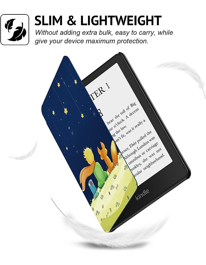 Premium Pu leather Case for Kindle Paperwhite 11th Generation and Kindle Paperwhite Signature Edition (6.8 inch, 2021 Release) - Cover with Auto Wake/Sleep, Fox&Boy