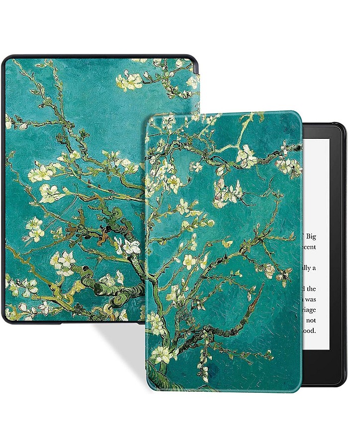 Premium Pu leather Case for Kindle Paperwhite 11th Generation and Kindle Paperwhite Signature Edition (6.8 inch, 2021 Release) - Cover with Auto Wake/Sleep, Apricot Flower