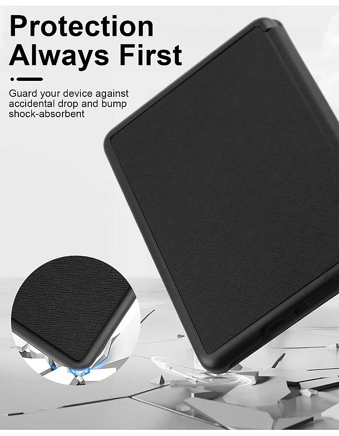 حافظة فاخرة من الجلد الصناعي لجهاز Kindle Paperwhite الجيل 11 واصدار Kindle Paperwhite المميز (6.8 انش، اصدار 2021) - غطاء مع خاصية التنبيه/السكون التلقائي (اسو