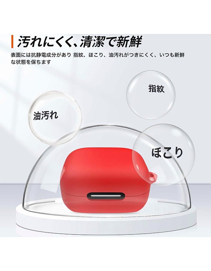 فكرة Fekra Compatible with Anker Soundcore R50i NC/Anker P30i Case Cover, Soft Silicone Shockproof Protective Case Wireless Earbuds with Carabiner, Front LED Visible (Red)