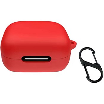فكرة Fekra Compatible with Anker Soundcore R50i NC/Anker P30i Case Cover, Soft Silicone Shockproof Protective Case Wireless Earbuds with Carabiner, Front LED Visible (Red)