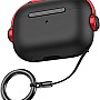 Dl3 Mobilak Case for Airpods Pro 2 Protective Case [With Closure Lid] [Front LED Visible] [With Wrist Strap] Skin Case Compatible with 2022 Airpods Pro 2nd Generation (Black Red)