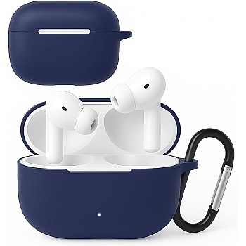 Dl3 Mobilak Compatible with HONOR CHOICE X7 Lite Case Cover, Soft Silicone Shockproof Protective Case Wireless Earbuds with Carabiner, Front LED Visible (Blue)