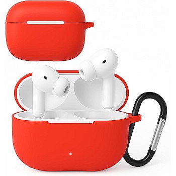 Dl3 Mobilak Compatible with HONOR CHOICE X7 Lite Case Cover, Soft Silicone Shockproof Protective Case Wireless Earbuds with Carabiner, Front LED Visible (Red)