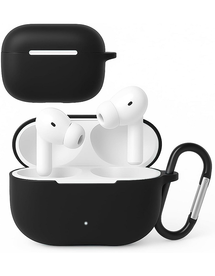 Dl3 Mobilak Compatible with HONOR CHOICE X7 Lite Case Cover, Soft Silicone Shockproof Protective Case Wireless Earbuds with Carabiner, Front LED Visible (Black)