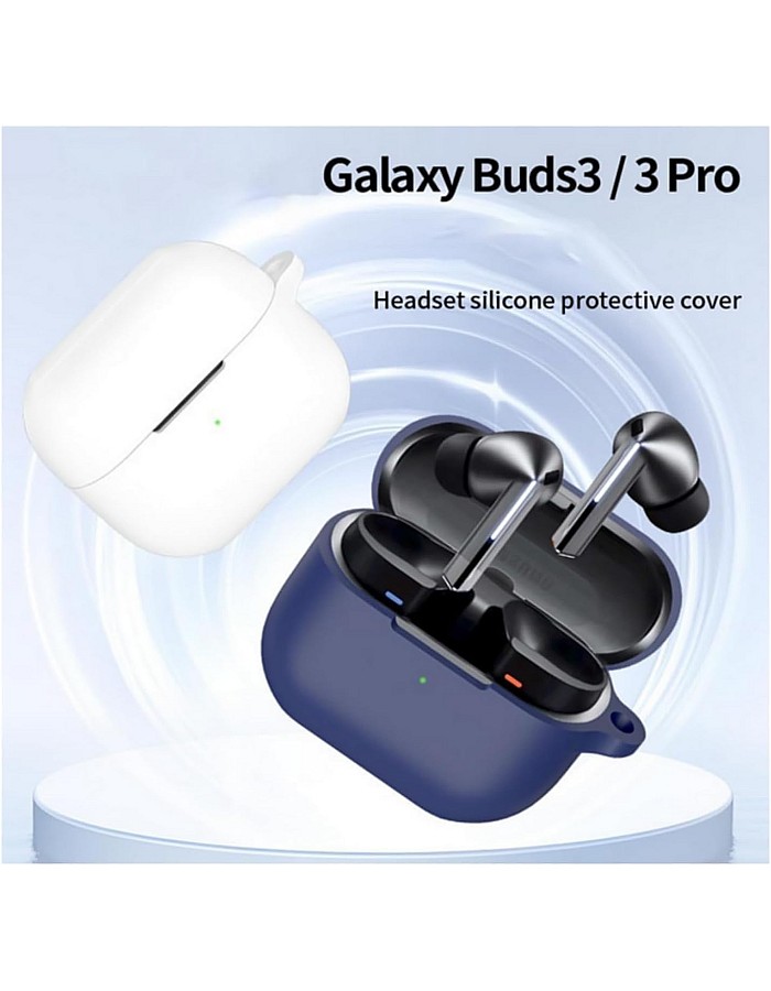 Dl3 Mobilak Compatible with Samsung Galaxy Buds 3 Pro/Buds 3 Case Cover, Soft Silicone Shockproof Protective Case Wireless Earbuds with Carabiner, Front LED Visible (Blue)