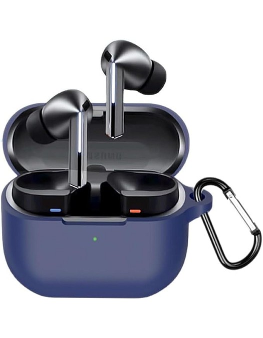 Dl3 Mobilak Compatible with Samsung Galaxy Buds 3 Pro/Buds 3 Case Cover, Soft Silicone Shockproof Protective Case Wireless Earbuds with Carabiner, Front LED Visible (Blue)