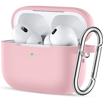 Easuny for AirPods Pro 2 Case Cover 2022 - Full Body Protective Silicone Case Compatible with New Apple AirPods Pro 2nd Generation Case, Shockproof Cover with Carabiner [Front LED Visible], Rose