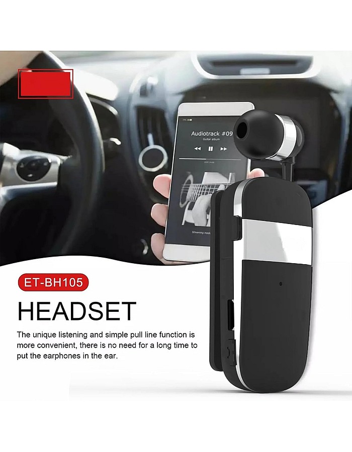 Headphones & Earbuds, In-Ear Headphones, 10 Hrs Talk/Music & 200 hours standby, Single‑Ear with clip-on Original (BH105)