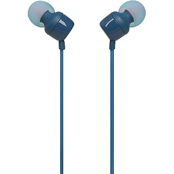 سماعات اذن TUNE 110 مع جهاز تحكم بزر واحد لون أزرق من جيه بي ال، سلكي، داخل الأذن