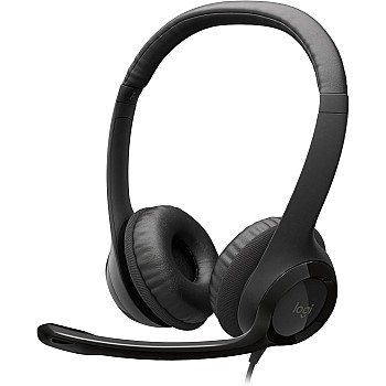 سماعات رأس USB للكمبيوتر من لوجيتك H390 - اسود، سلكي