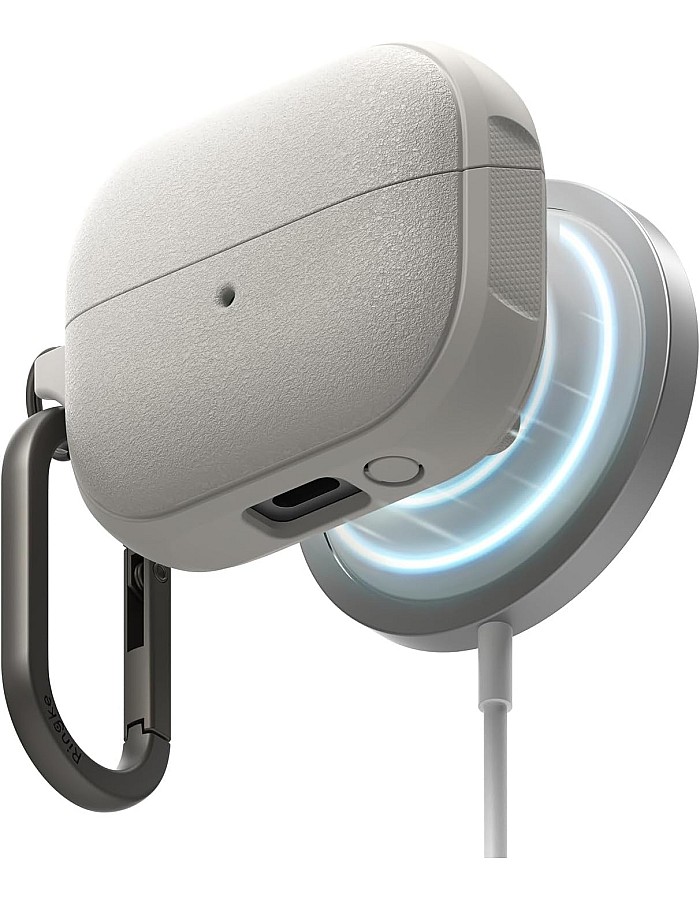Ringke Onyx Magnetic [Compatible with MagSafe] Designed for Samsung Galaxy Buds 3 Pro Case and Galaxy Buds 3 Case, Prevents Oily Smudges Feels Good in The Hand Non-Slip Cover - Warm Gray