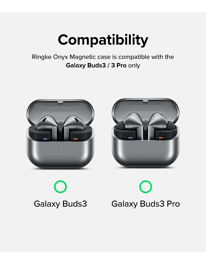 Ringke Onyx Magnetic [Compatible with MagSafe] Designed for Samsung Galaxy Buds 3 Pro Case and Galaxy Buds 3 Case, Prevents Oily Smudges Feels Good in The Hand Non-Slip Cover - Warm Gray