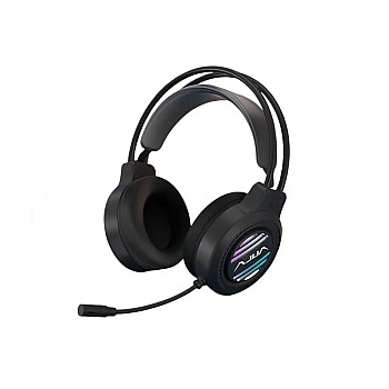 S606 Gaming Headset with RGB Lighting, 50MM Drivers, USB 7.1 Surround Sound, Noise-canceling Microphone, Floating Head Beam, Black