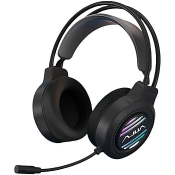 S606 Gaming Headset with RGB Lighting, 50MM Drivers, USB 7.1 Surround Sound, Noise-canceling Microphone, Floating Head Beam, Black