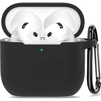 Slim Silicone Shockproof Protective Cover for Apple AirPods 4th Generation - Black