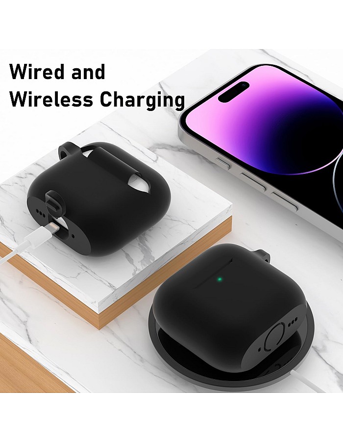 Slim Silicone Shockproof Protective Cover for Apple AirPods 4th Generation - Black