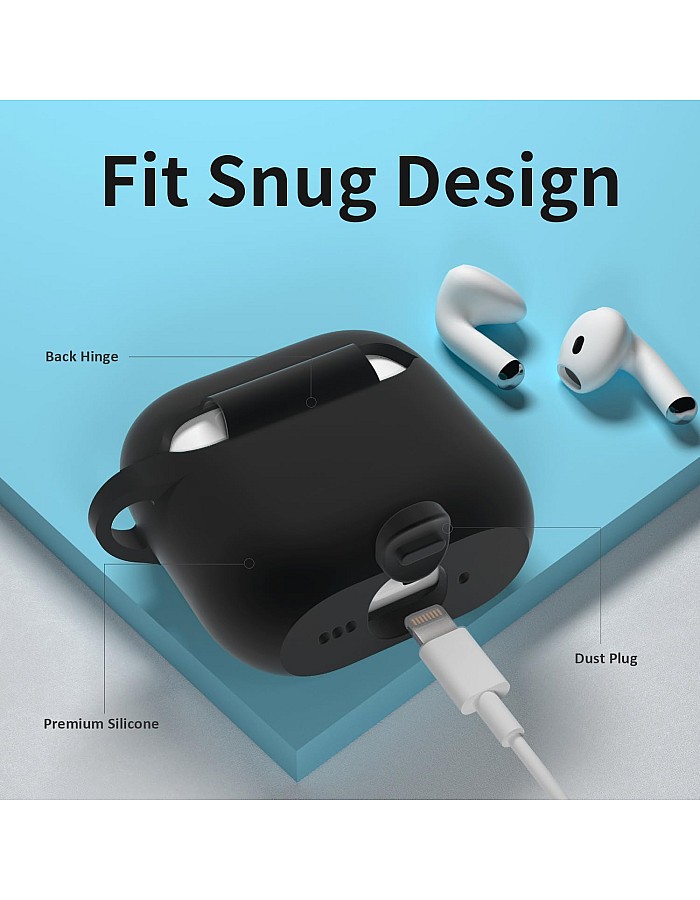 Slim Silicone Shockproof Protective Cover for Apple AirPods 4th Generation - Black