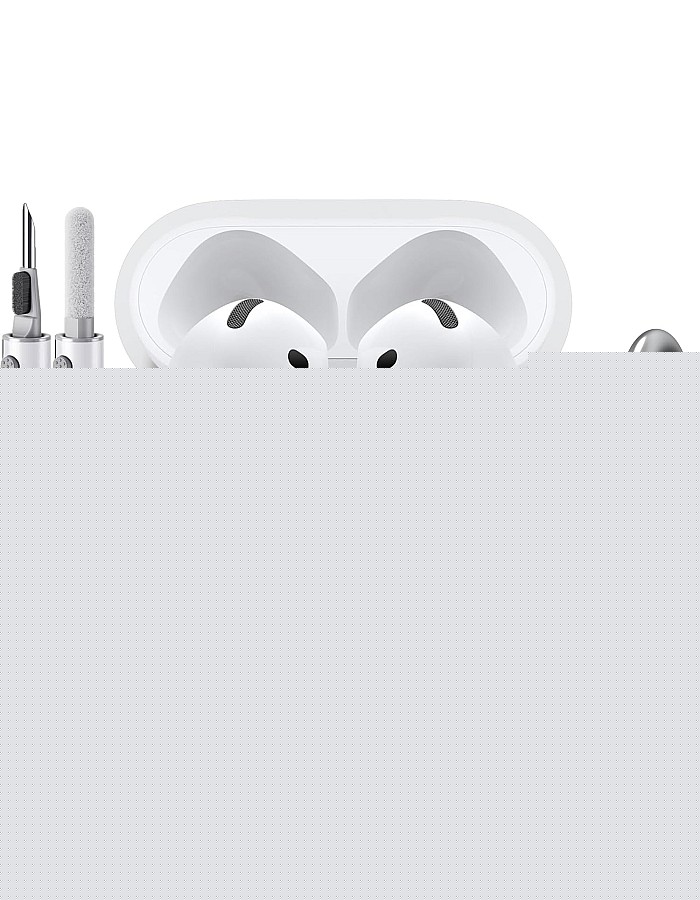Sounce Case Cover for Apple Airpods 4th Generation Case Cover(2024), Supports Wireless Charging, Silicone Case with Cleaner Kit & Keychain Compatible with Airpods 4 case for Women, Men(White)