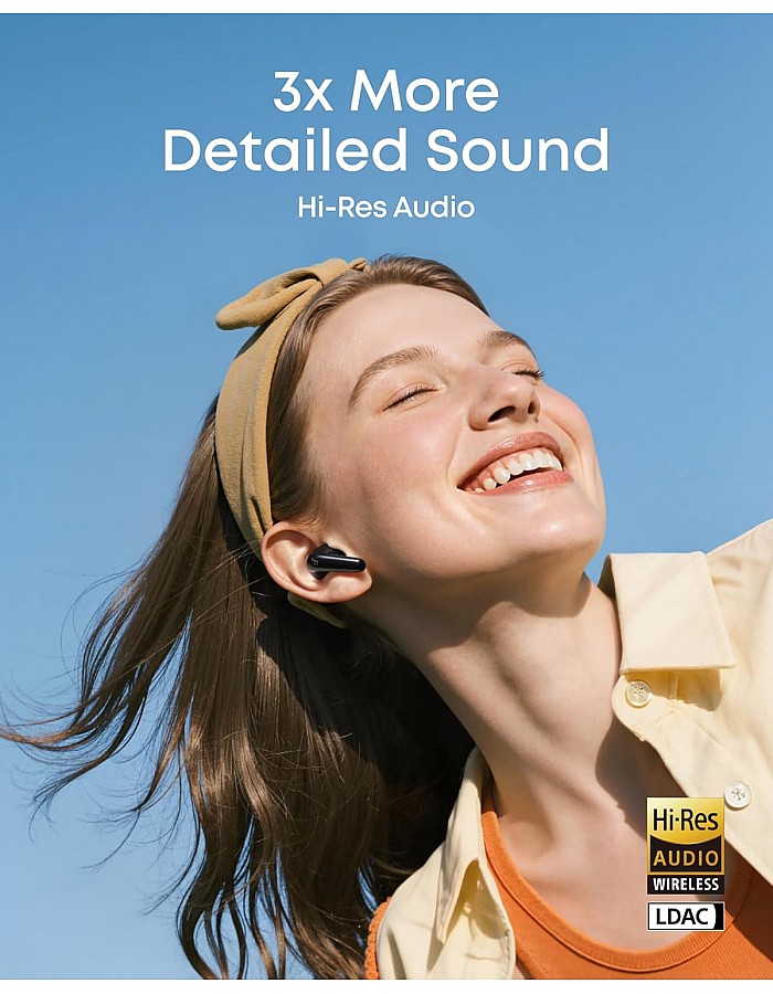 SoundCore P31i by Anker, Real-Time Adaptive Noise Cancelling, Hi-Res Sound, Translation Earbuds, 50H Playtime, Wireless Earbuds, Bluetooth Earphones, Spatial Audio, Fast Charging, IP55, Black