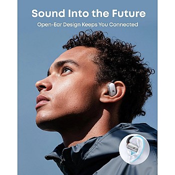 SoundCore V40i by Anker, Open-Ear Headphones, Crystal Clear Design, Lidless Case, 4 Adjustable Positions for Every Ear Size, Richer Bass, IP55, 21H Playtime, AI Clear Calls, Bluetooth 5.4 App, White