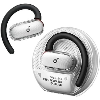 SoundCore V40i by Anker, Open-Ear Headphones, Crystal Clear Design, Lidless Case, 4 Adjustable Positions for Every Ear Size, Richer Bass, IP55, 21H Playtime, AI Clear Calls, Bluetooth 5.4 App, White