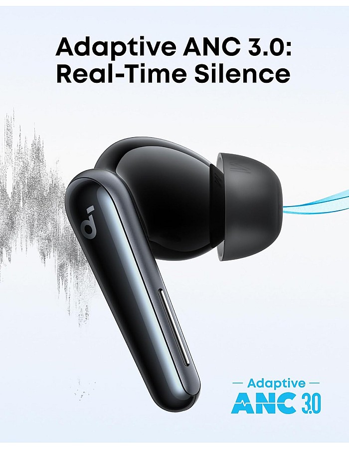 Soundcore Liberty 5 by Anker, Noise-Cancelling Wireless Earbuds, 2x Stronger Voice Reduction, Adaptive Noise Cancellation, Fast Charging, Dolby Audio, 6-Mic AI Clear Calls,18 Months Warranty, Black