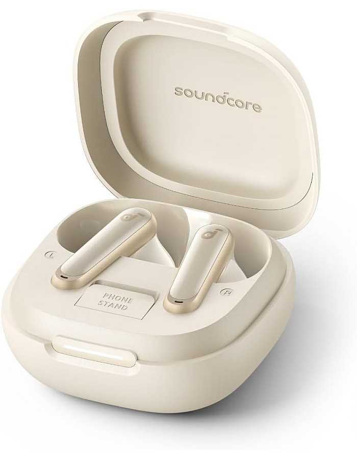 Soundcore P40i by Anker, Noise Cancelling Wireless Earbuds, Heavy Bass, 60H Playtime, 2-in-1 Case and Phone Stand, IPX5, Wireless Charging, 18 Months Warranty - White
