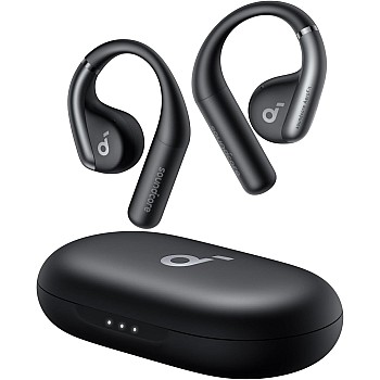 Soundcore by Anker, AeroFit Open-Ear Headphones, Ultra Comfort, Snug Fit, Ergonomic Ear Hook, Balanced Sound, IPX7 Waterproof, 42H Playtime, Bluetooth 5.3, App Control, Black, 18 Months Warranty